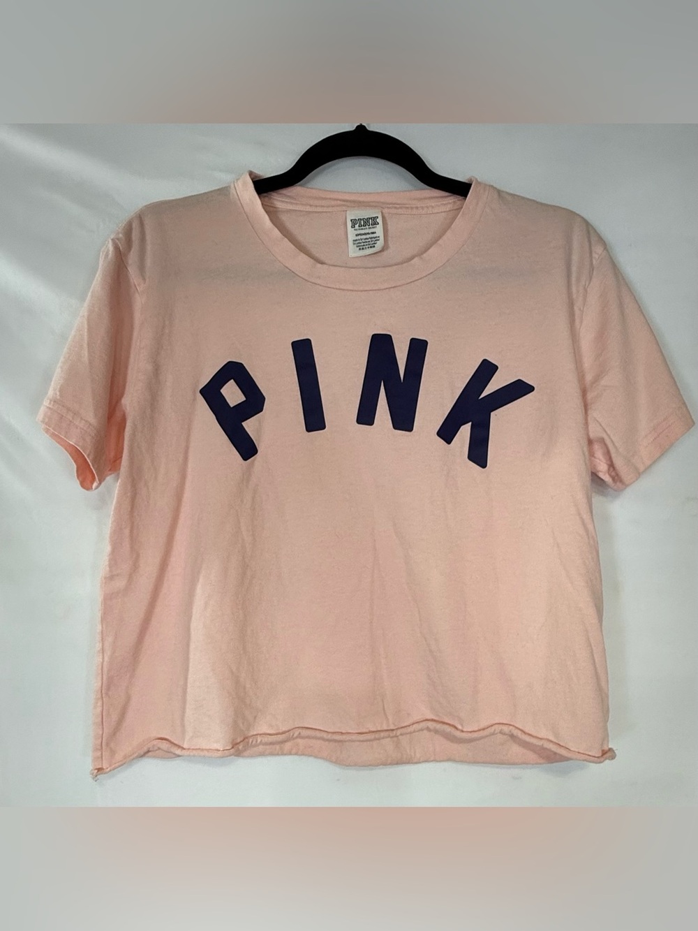 PINK Victoria's Secret Light Blush Tee with dark Blue/ dark purple Logo